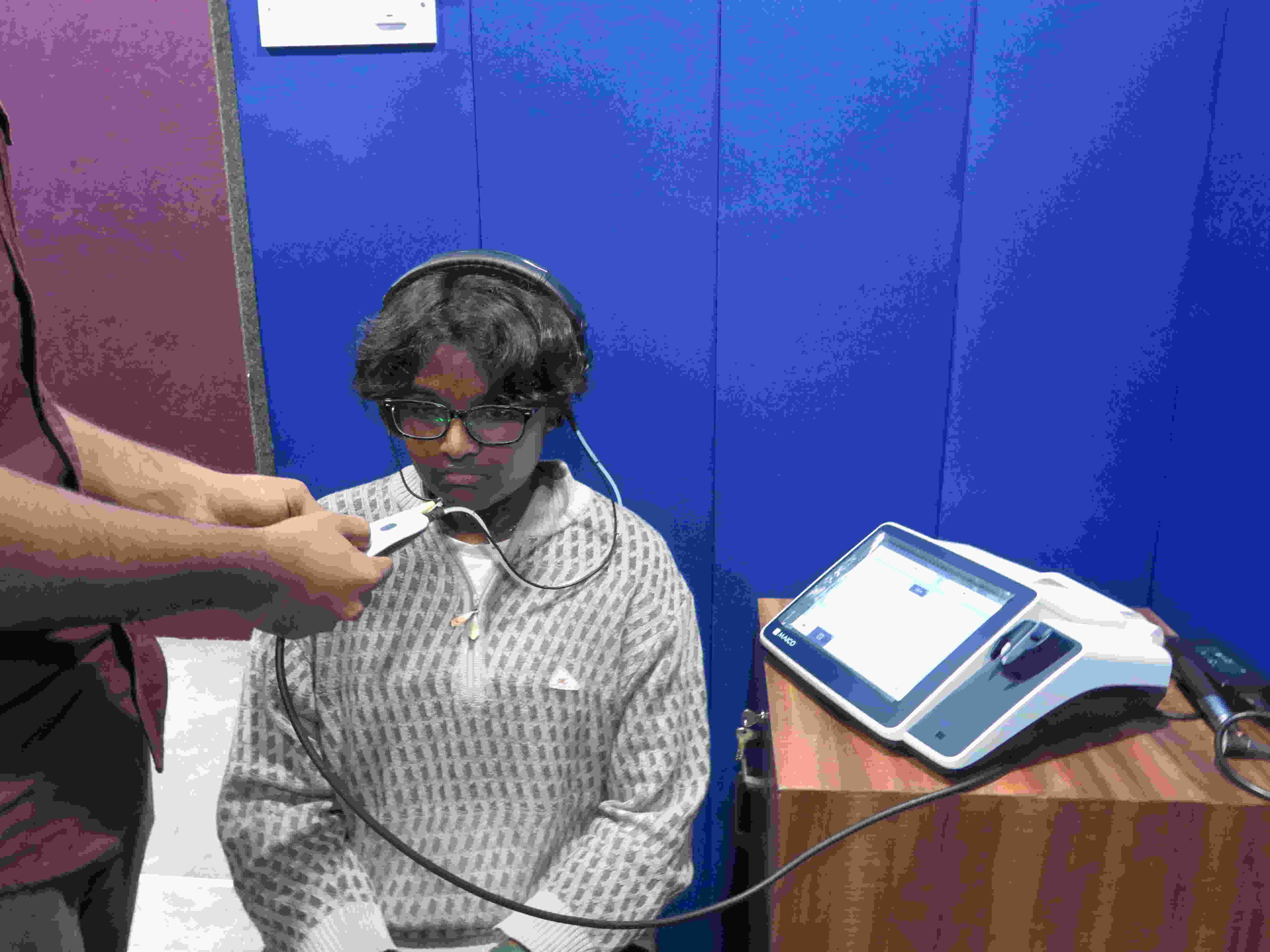 A hearing test in progress